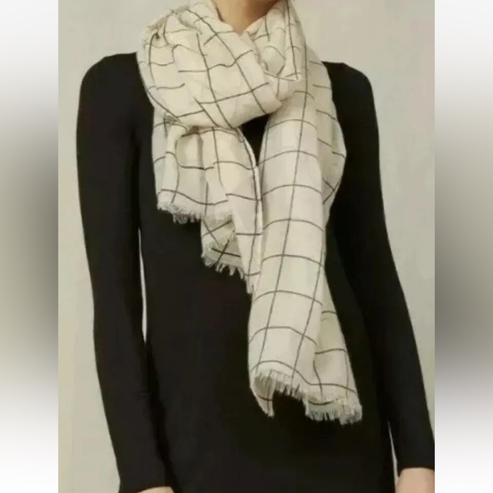 Rachel Pally Women’s Cream Grid Scarf 100% Polyester One Size